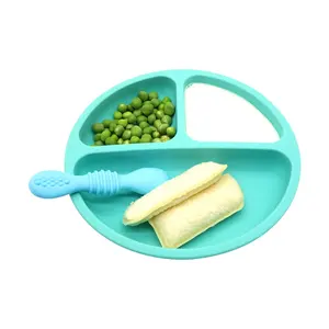 Benhaida Hot Sale BPA Free Baby Placemat With Divided Design Food Grade Silicone Baby Feeding Plate