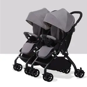 झटके एन Suppliers-सदमे को अवशोषित एल्यूमीनियम मिश्र धातु फ्रेम सन डबल सीटें बेबी हल्के डबल strollers