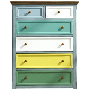 五颜六色的 6 个抽屉木制衣柜抽屉储物柜梳妆台表客厅家具