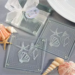 2017 nieuwe set 2 strand thema oceaan huwelijksvrijgezellenfeest gunst centerpieces receptie gifts seashell zeester glas coaster