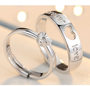 Personnalisé 925 bijoux de mode en argent sterling réglable pour toujours amour bague de mariage couples anneaux pour amoureux - Product Image 5