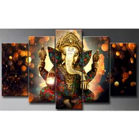 5 لوحات قماش طباعة الهندي بوذا إله هندوسي الفيل غانيشا اللوحة مصنع الجملة رخيصة الثمن عالية الجودة
