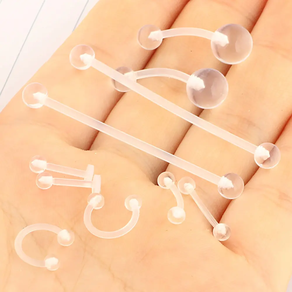 16G acrílico UV ombligo anillos de nariz labios cejas anillo Barra Barbell Industrial oído joyería Piercing del cuerpo