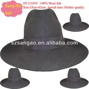 wholesale large fashion felt jewish black hat men borsalino