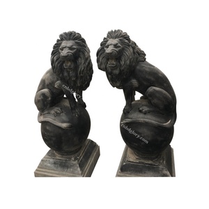 Açık bahçe kapısı süs mermer Lions heykelleri hayvan heykel - Product Image 4