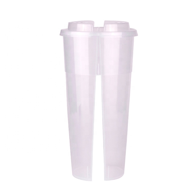 Пластиковый раздельный стакан с крышкой, 700 мл
