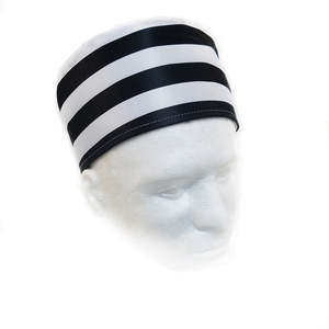 Chapeau de prisonnier rayé noir et blanc bon marché pour détenus - Product Image 3