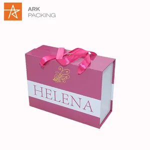 Cajas de embalaje de papel de regalo con cinta para zapatos, color rosa, cartón ecológico personalizado, envío portátil