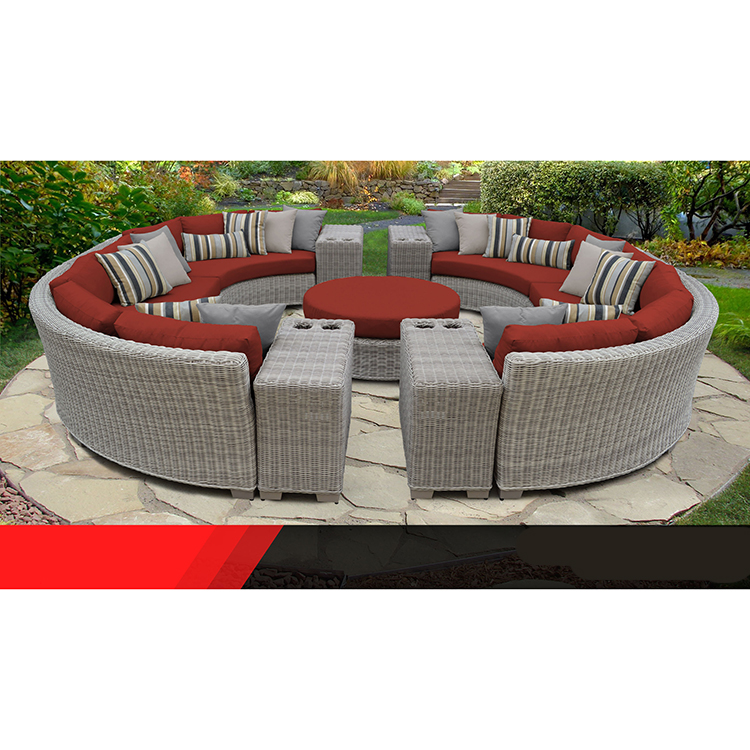 Hot sale modular sofa garden outdoor furniture curved round sectional rattan sofa set