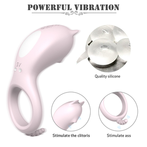 Anneau de pénis vibrant en silicone rechargeable pour couples, série Ass Dream rose, pour une vie sexuelle plus intense. - Product Image 4