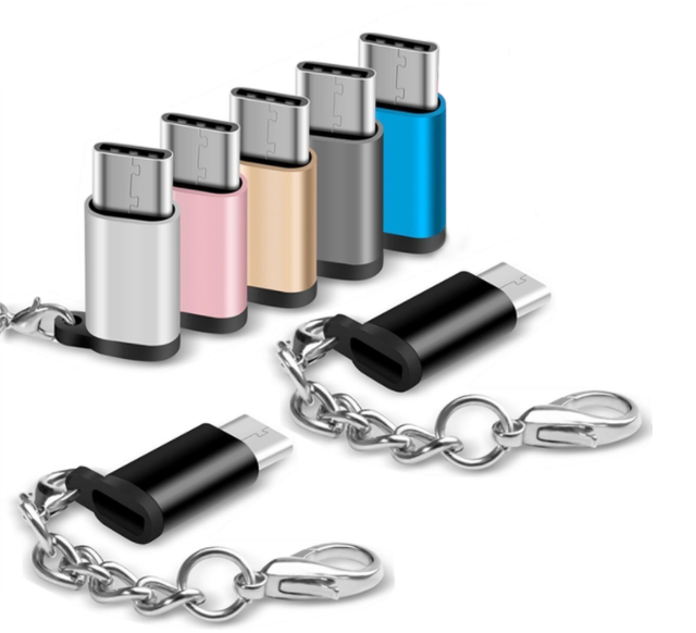 USB Type C Adapter, Keychain Micro USB to USB C Type-C 3.1 OTG Convert Connector for Samsung S8 S9 Android Phone