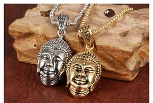 Collier pendentif tête de <span class=keywords><strong>Bouddha</strong></span> porte-bonheur en or jaune, nouveau design, plaqué or - Product Image 3