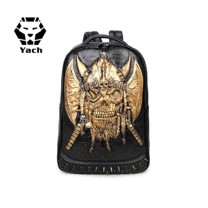 Wholesale Free Sample Lightweight <strong>Bag</strong> Pack 3D Stereo <strong>Skull</strong> Printing Backpack Luminous School Backpack for Riding /Hiking /School - Product Image 2
