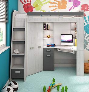 Letto a Castello per Bambini con Scrivania e Armadio in Legno dal Design Moderno in Offerta - Product Image 5