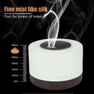 500Ml Essentiële Olie Diffuser Houtnerf Aromatherapie Cool Mist Humidmifier Met Timer Verstelbare Mist 7 Kleur Veranderende Licht