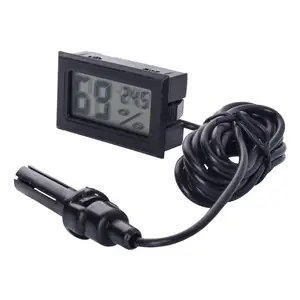 Mini termómetro Digital LCD higrómetro C, medidor de temperatura y humedad para nevera y congelador, Incubadora de huevos blancos, longitud del Cable