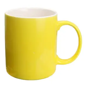 Mug Sublimation Ceramic with Customized Logo Good Quality Yellow Hand Made Porcelain Custom Coffee Mugs Modern HANDGRIP Presents