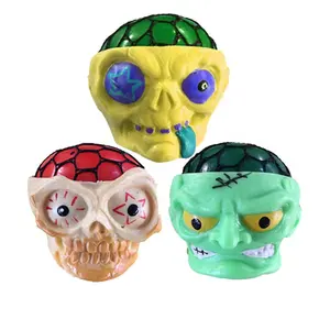 Squeeze Skull Heads Squishy TPR Toy Stress Monster Toy Halloween Gift Toys