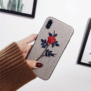 2018 Venta caliente flor Rosa bordado tela caja del teléfono celular para el iPhone para Oppo para Vivo - Product Image 6