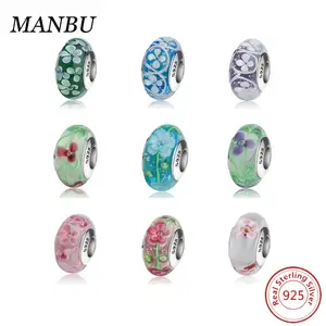 Perles de murano fit bracelet à breloques 925 bijoux en argent sterling 03370