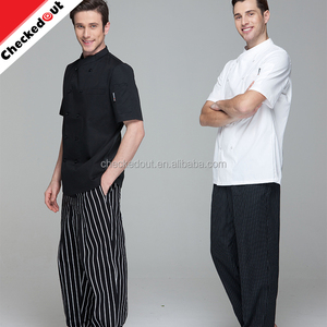 Alta calidad <span class=keywords><strong>de</strong></span> manga corta unisex cruzado estilo <span class=keywords><strong>restaurante</strong></span> <span class=keywords><strong>Hotel</strong></span> capa cocina blanco Workwear chaqueta - Product Image 5