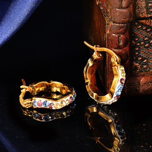Joyas argollas cristal color surtido estilo olas en acero inoxidable para dama - Product Image 3