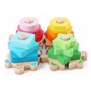 Geometric <strong>Shapes</strong> Building <strong>Block</strong> Giant Tower <strong>Blocks</strong> Game Wood Montessori <strong>Wooden</strong> Toy <strong>Set</strong> - Product Image 1