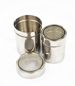 Distributeur de café fantaisie en acier inoxydable, poudre de cacao, sucre, avec couvercle à mailles fines et couvercle en plastique translucide pour la pâtisserie et la cuisine - Product Image 2