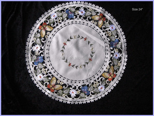 Ronde Geborduurd Kleedje Of Placemat Bloem Of Vlinder Stijl 12 Inch - Product Image 2
