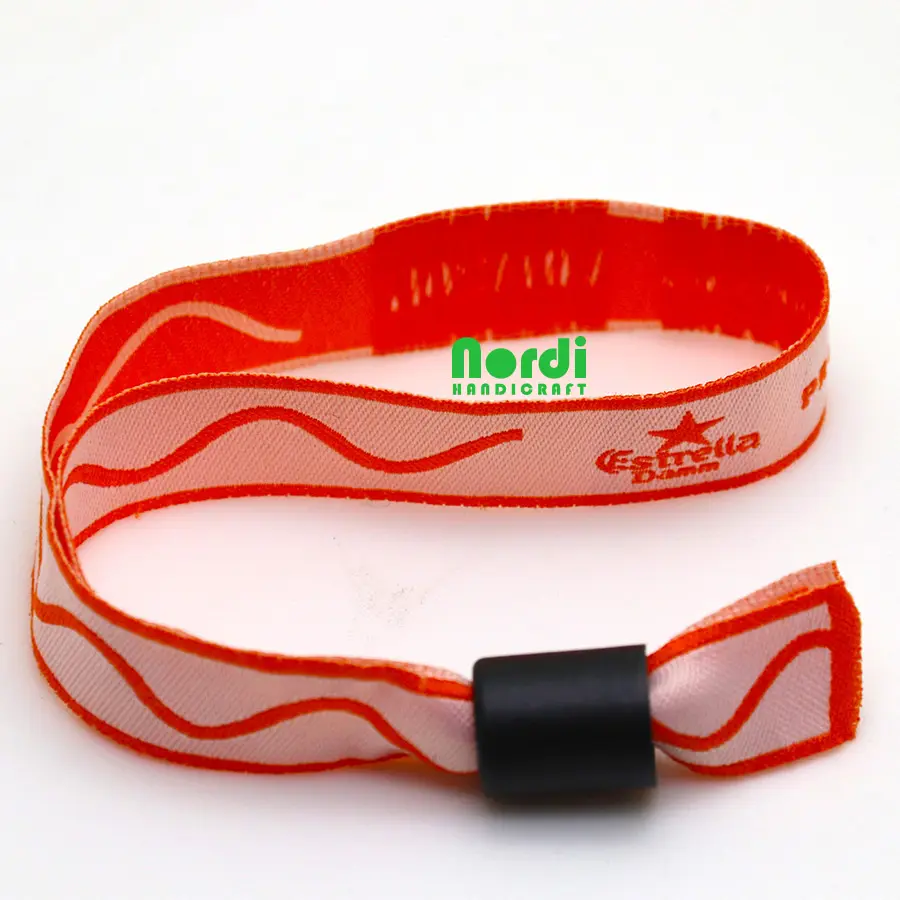 Cheap Custom One Time Use Festival Fabric Sublimation Printing Wristband Woven Polyester Bracelet For Event Party