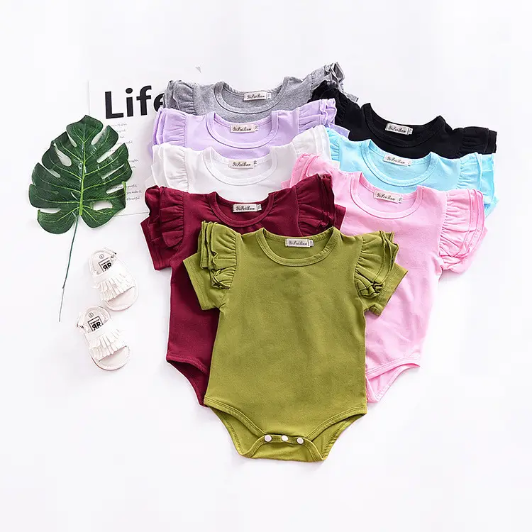 Girl Romper 0-2Y Fashion Summer Newborn Flutter Sleeve Baby Clothes For Girls Long Sleeve Kids Boys Jumpsuit Baby Girls Outfits