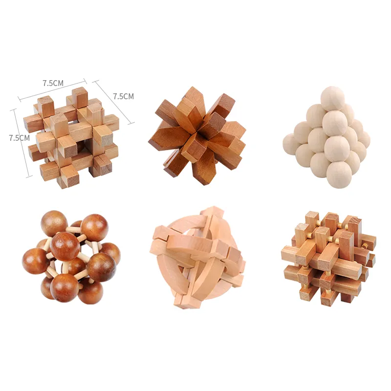 customized 3d wooden iq puzzle DIY brain teaser for adults and kids
