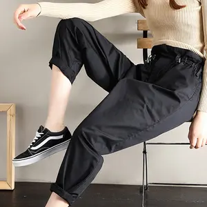 Pinghu-pantalones bombachos de cintura alta personalizados para mujer, pantalón bombacho, holgado, coreano, para otoño, 2019