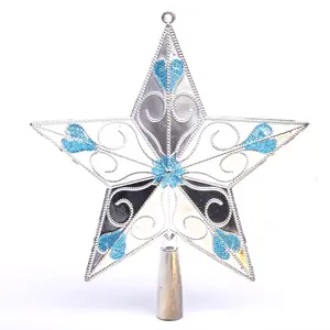 Glitzernder Weihnachts baum Star Topper Sparkled Plastic 5 Point Star Weihnachts baum decke für Holiday Christmas Tree Ornament