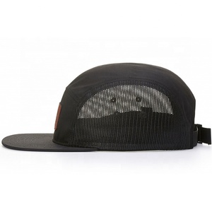 Phong Cách Làm Của Riêng Bạn Ngắn Bill/Brim Đen Twill Cap Bông Biểu Tượng Tùy Chỉnh Lưới 5 Bảng Điều Chỉnh Hat - Product Image 2