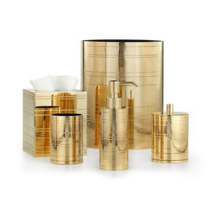 Perfect Home Decor Luxury Bath Gift Set 5Piece Royal Gold Coloured Metal Brass Bathroom Accessories Set for Sale