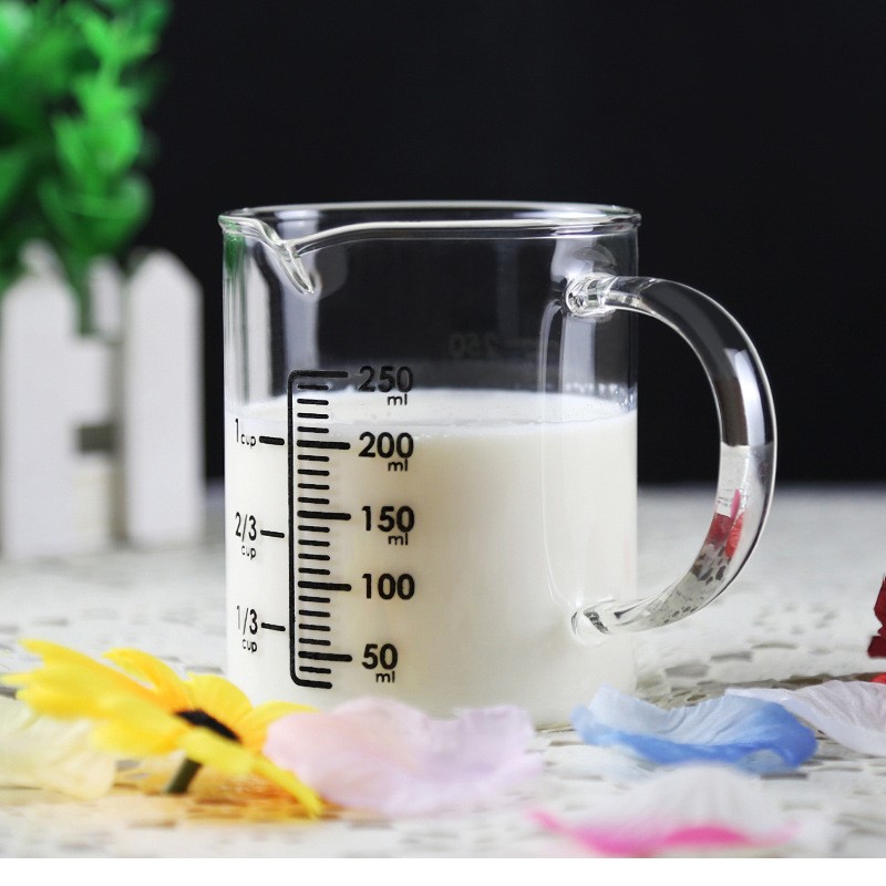 350ml/500ml/1000ml Kitchen High Temperature Resistant Glass Mug With White Measurements Glass Cup