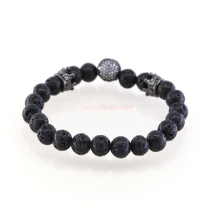Venta caliente 18 K oro chapado micro Pace CZ cráneo pulsera, pulsera <span class=keywords><strong>de</strong></span> piedra natural para <span class=keywords><strong>los</strong></span> <span class=keywords><strong>hombres</strong></span> - Product Image 5