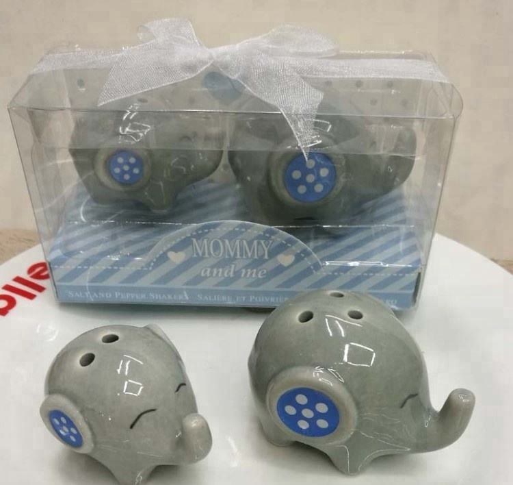 <span class=keywords><strong>Regalos</strong></span> para <span class=keywords><strong>Baby</strong></span> <span class=keywords><strong>Shower</strong></span> pequeño cacahuete azul <span class=keywords><strong>niño</strong></span> elefante cerámica elefante Salero y pimentero