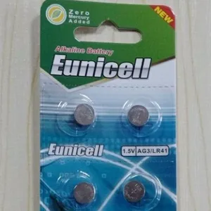 0% Hg & Pb 碱性纽扣电池 LR41 AG3 392 SR41 Euniclel coin batteries