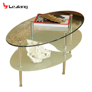 Free sample round mirrored modern fancy bent glass top coffee table