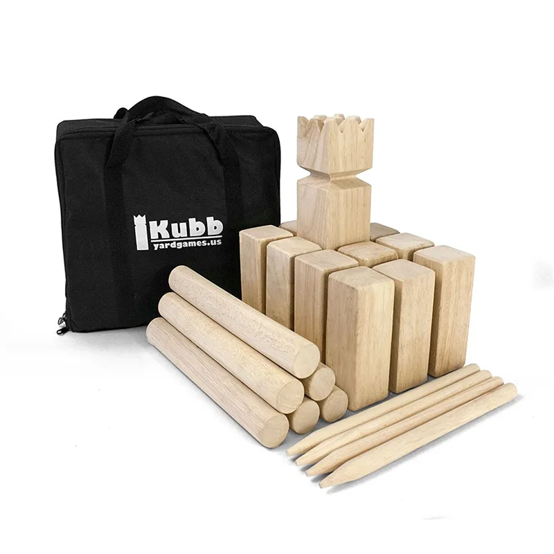Customer Design Wooden Kubb Game Set with Carrying Bag For Backyard Game