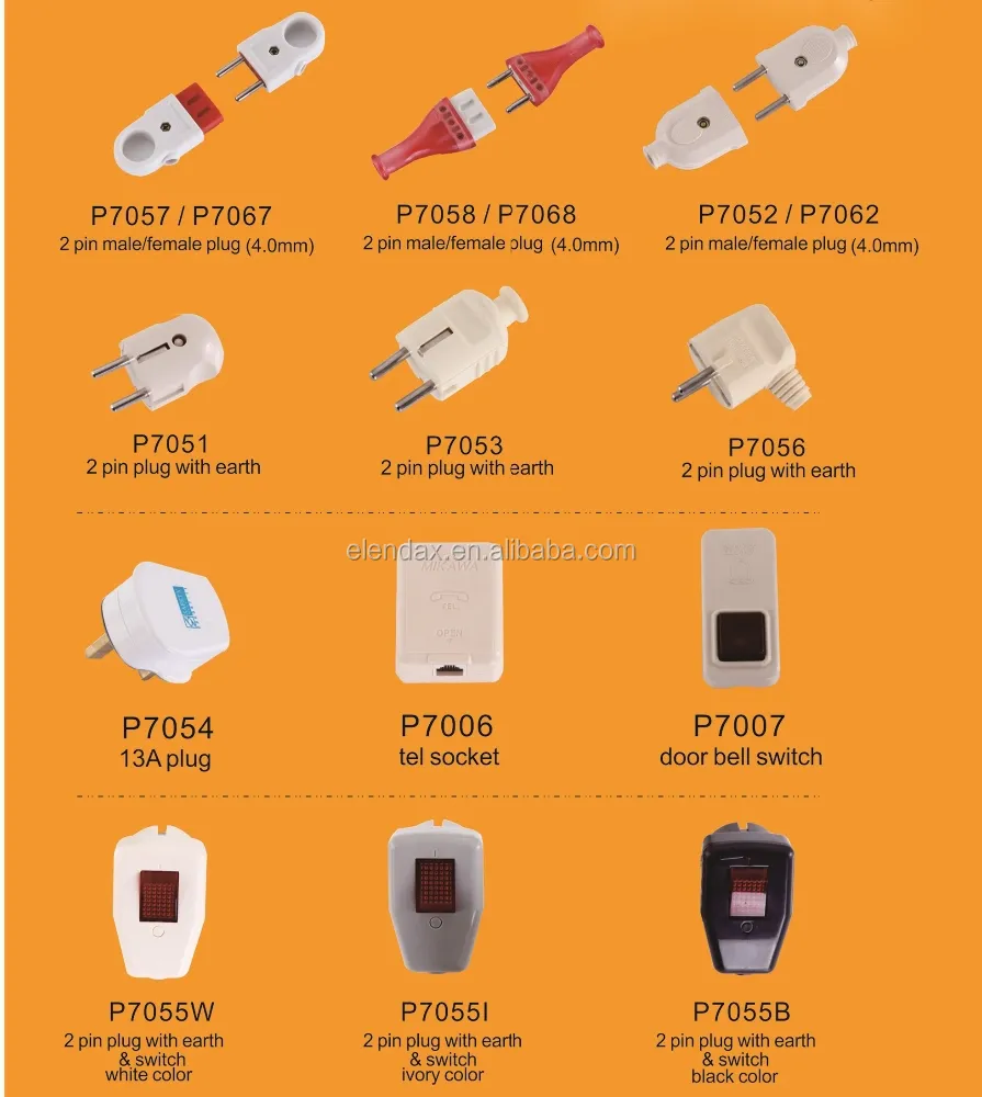 EU netzteil 2 pin boden elektrischen stecker (P7051)