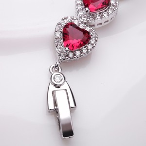 Teemi mayorista rubí de color plateado rodio Moda AAA en forma de corazón de Lujo Cubic Zirconia Mujeres joyería nupcial Tenis P - Product Image 3