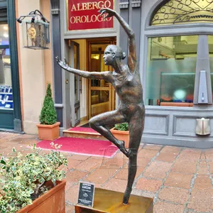 现代街头艺术真人大小女孩雕像青铜芭蕾舞者雕塑