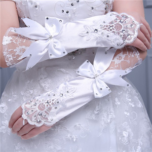 Guanti in pizzo con fiocco senza dita lunghi a gomito economici di alta qualità in vendita calda per <span class=keywords><strong>accessori</strong></span> da sposa MGB15 - Product Image 4