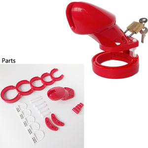 Cage de chasteté rouge unisexe, équipement de masturbation masculine en plastique, grande taille, outils sexuels pour hommes, jeux sexuels pour adultes, couple flirt - Product Image 6