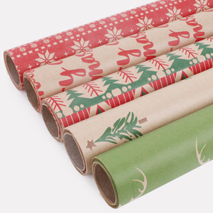Hot Selling Christmas <strong>Elements</strong> Printed Brown Kraft Gift Wrapping <strong>Paper</strong> - Product Image 2
