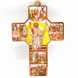 Pared de <span class=keywords><strong>madera</strong></span> <span class=keywords><strong>crucifijo</strong></span> religiosos católicos Cruz <span class=keywords><strong>colgante</strong></span> para decoración de la pared - Product Image 2