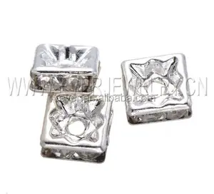 Vierkante Vorm Crystal Rhinestone Spacer, Rhinestone Crystal Rondelle Kralen